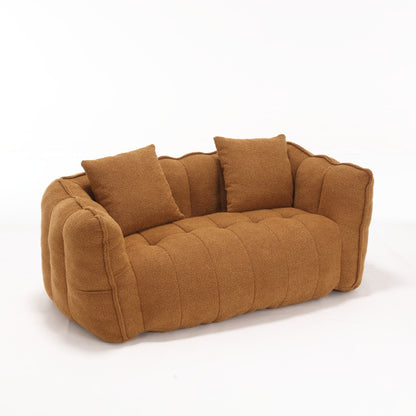 66 Chenille Square Beanbag Chair with High-Resilience Foam Core, Armrests and Handle