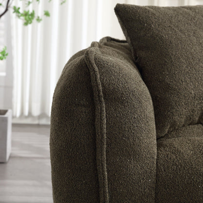 66 Chenille Square Beanbag Chair with High-Resilience Foam Core, Armrests and Handle