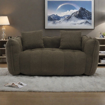66 Chenille Square Beanbag Chair with High-Resilience Foam Core, Armrests and Handle