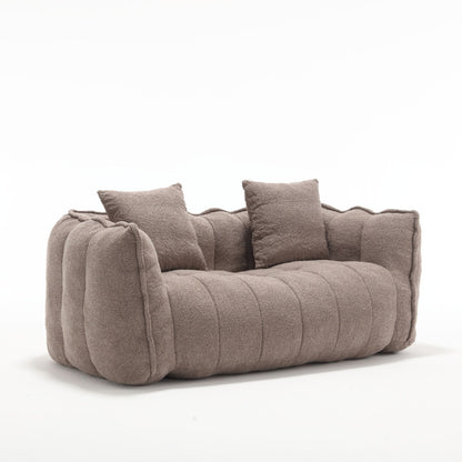 66 Chenille Square Beanbag Chair with High-Resilience Foam Core, Armrests and Handle