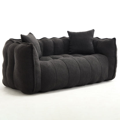 66 Chenille Square Beanbag Chair with High-Resilience Foam Core, Armrests and Handle