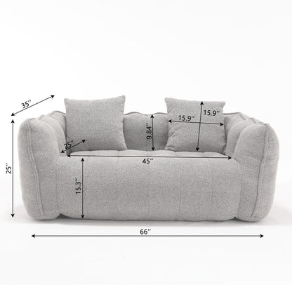 66 Chenille Square Beanbag Chair with High-Resilience Foam Core, Armrests and Handle