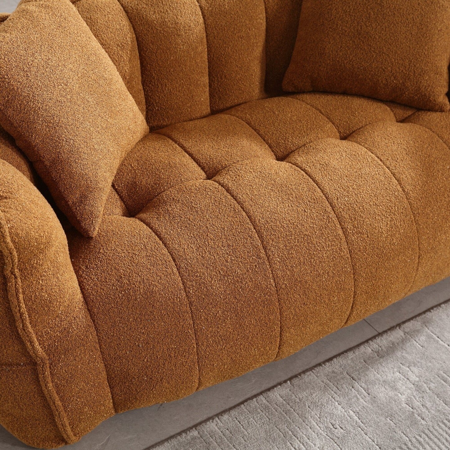 66 Chenille Square Beanbag Chair with High-Resilience Foam Core, Armrests and Handle