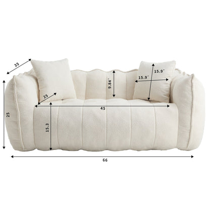 66 Chenille Square Beanbag Chair with High-Resilience Foam Core, Armrests and Handle