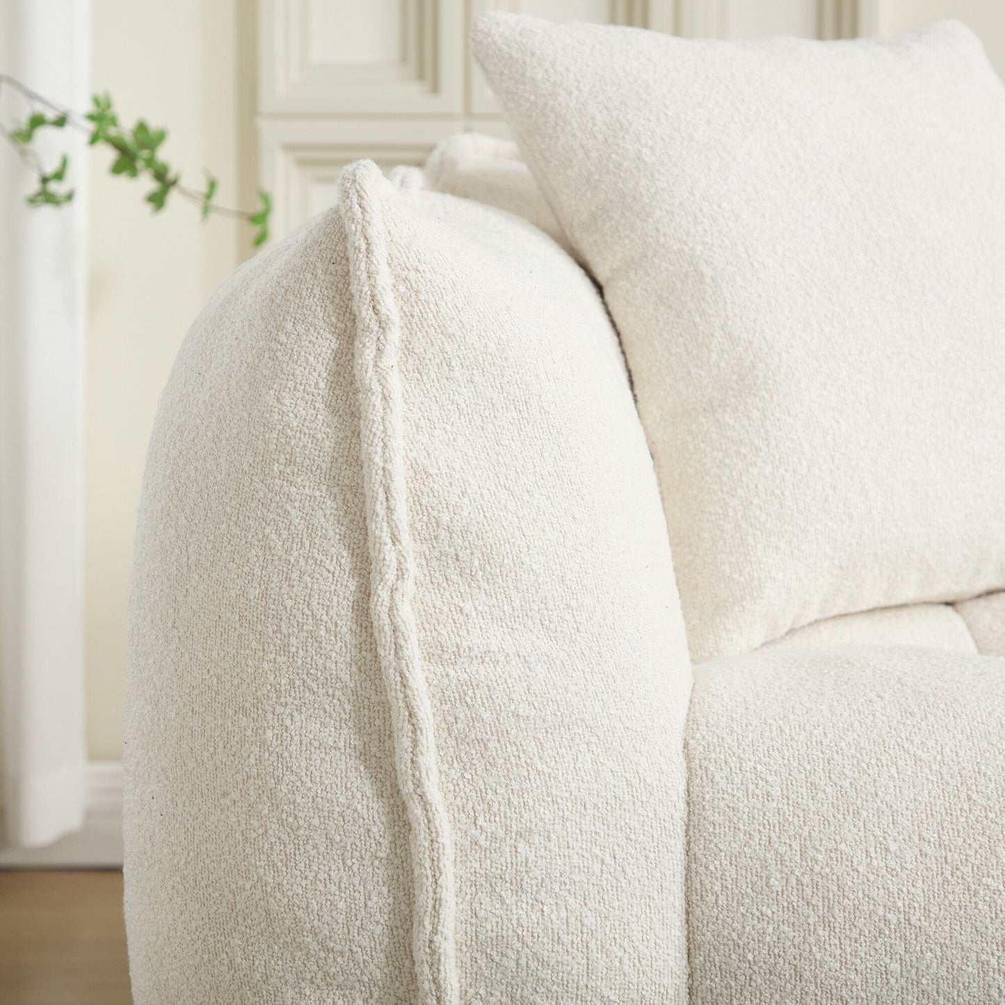 66 Chenille Square Beanbag Chair with High-Resilience Foam Core, Armrests and Handle