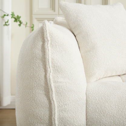 66 Chenille Square Beanbag Chair with High-Resilience Foam Core, Armrests and Handle