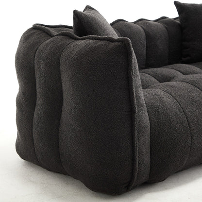 66 Chenille Square Beanbag Chair with High-Resilience Foam Core, Armrests and Handle