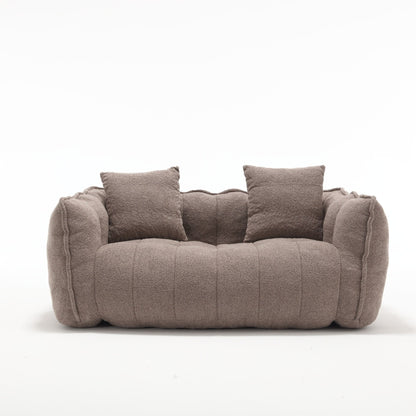 66 Chenille Square Beanbag Chair with High-Resilience Foam Core, Armrests and Handle