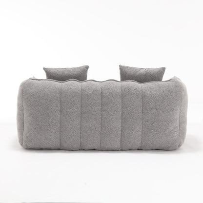 66 Chenille Square Beanbag Chair with High-Resilience Foam Core, Armrests and Handle