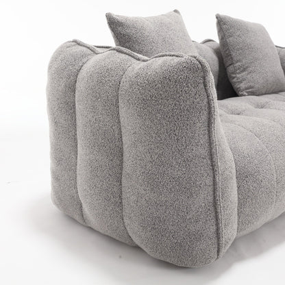 66 Chenille Square Beanbag Chair with High-Resilience Foam Core, Armrests and Handle