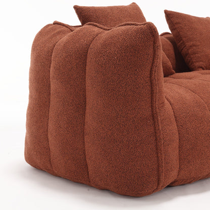 66 Chenille Square Beanbag Chair with High-Resilience Foam Core, Armrests and Handle