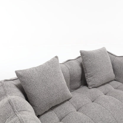 66 Chenille Square Beanbag Chair with High-Resilience Foam Core, Armrests and Handle