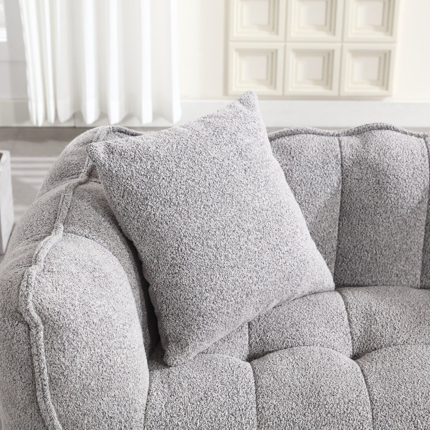 66 Chenille Square Beanbag Chair with High-Resilience Foam Core, Armrests and Handle