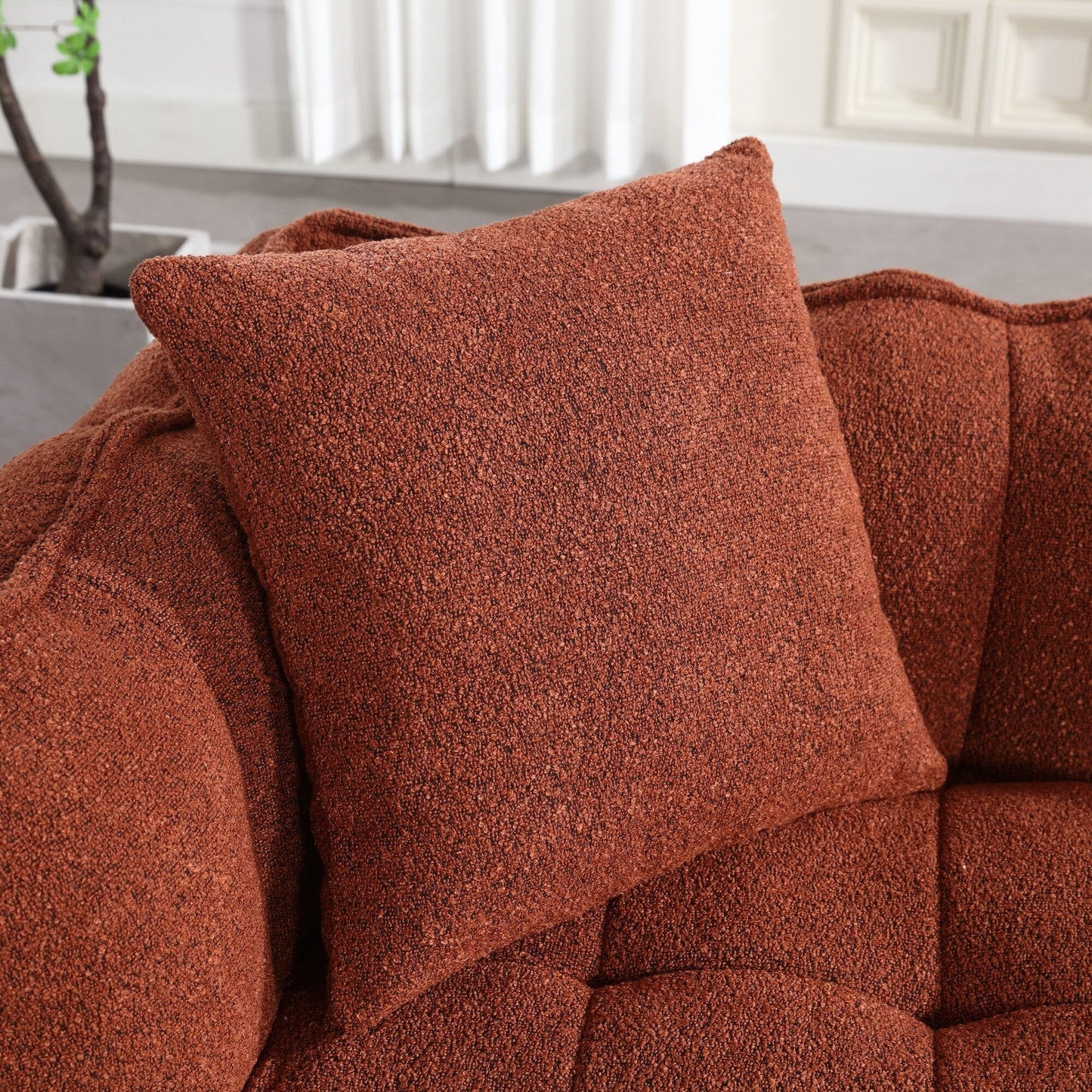 66 Chenille Square Beanbag Chair with High-Resilience Foam Core, Armrests and Handle