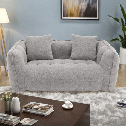 66 Chenille Square Beanbag Chair with High-Resilience Foam Core, Armrests and Handle