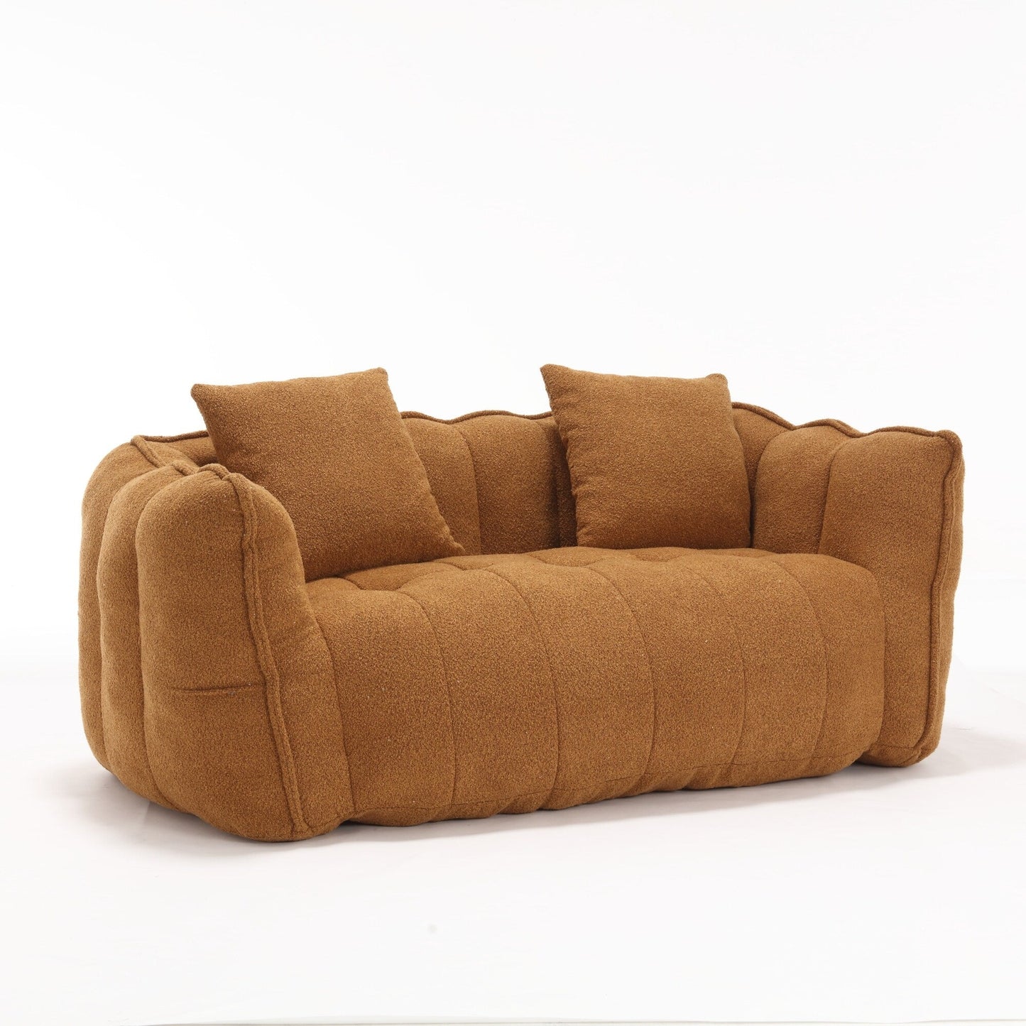 66 Chenille Square Beanbag Chair with High-Resilience Foam Core, Armrests and Handle