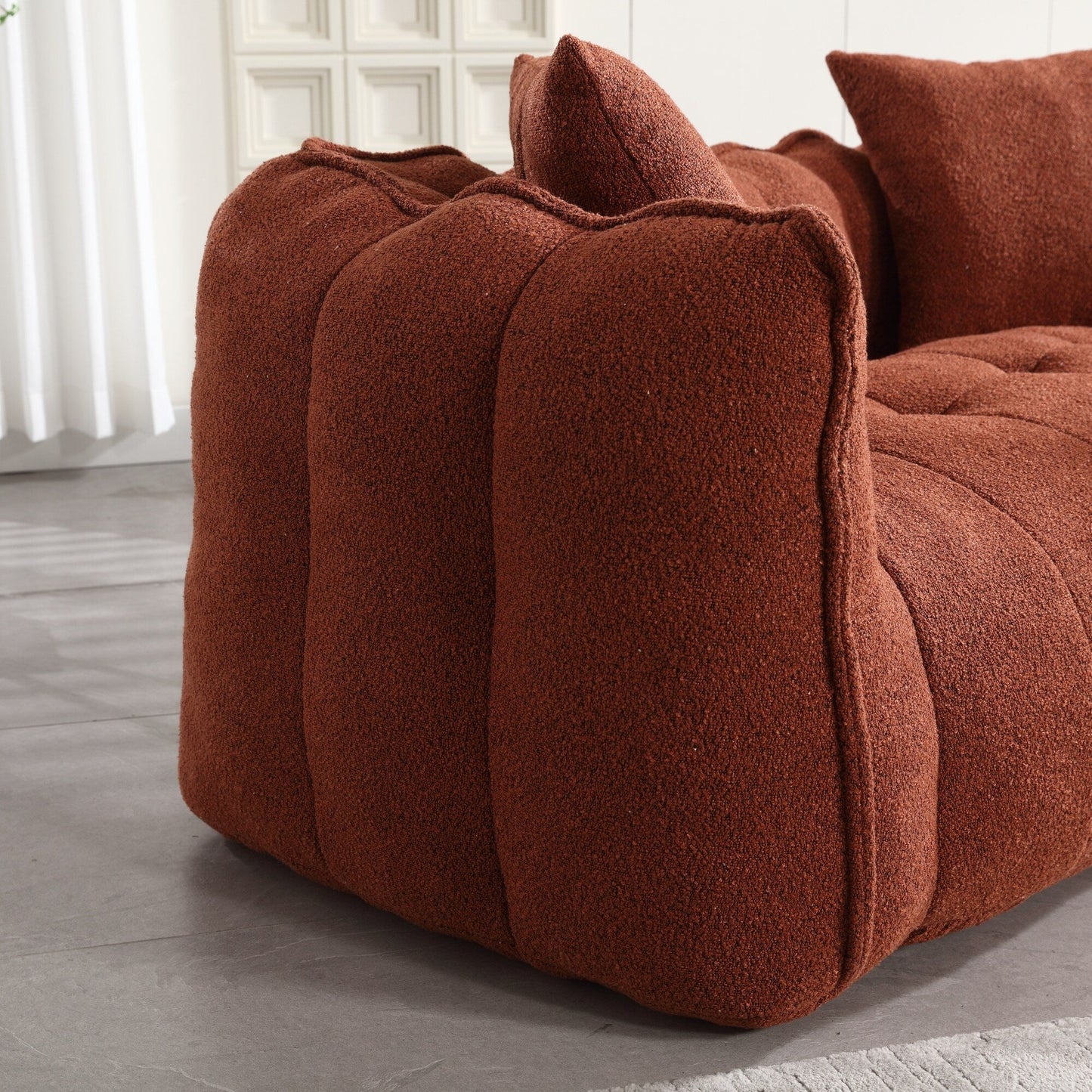 66 Chenille Square Beanbag Chair with High-Resilience Foam Core, Armrests and Handle