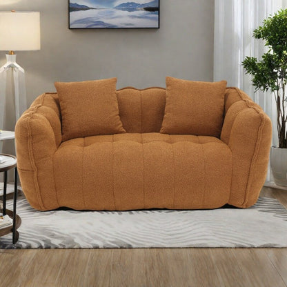 66 Chenille Square Beanbag Chair with High-Resilience Foam Core, Armrests and Handle