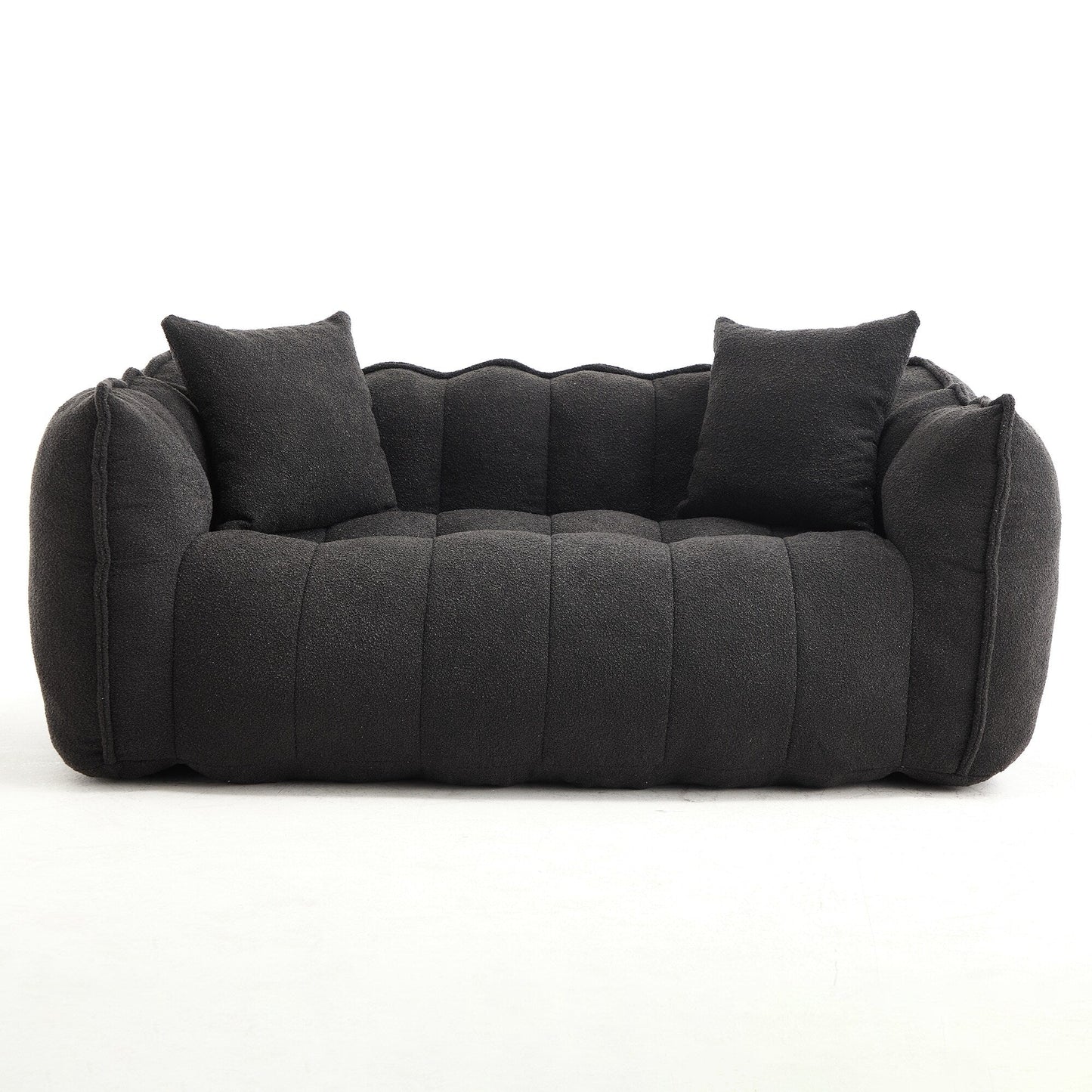 66 Chenille Square Beanbag Chair with High-Resilience Foam Core, Armrests and Handle