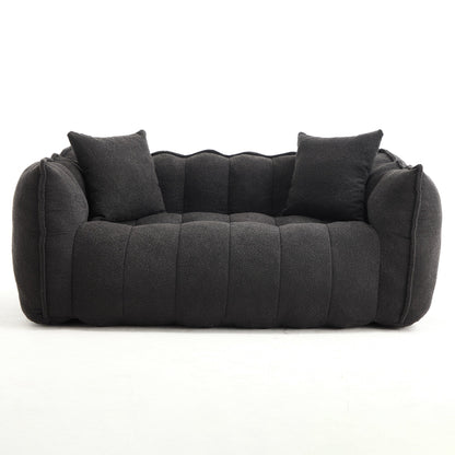 66 Chenille Square Beanbag Chair with High-Resilience Foam Core, Armrests and Handle