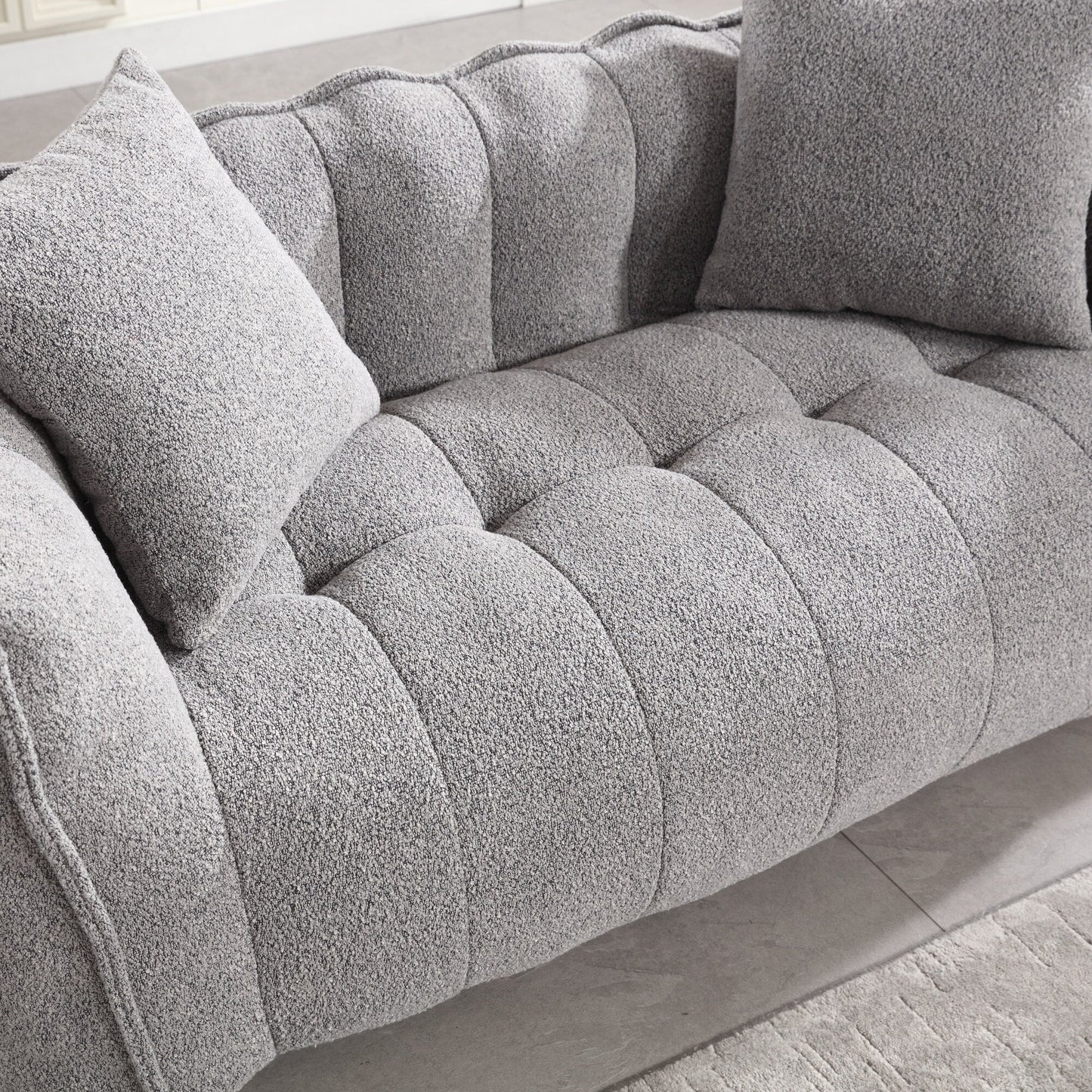 66 Chenille Square Beanbag Chair with High-Resilience Foam Core, Armrests and Handle