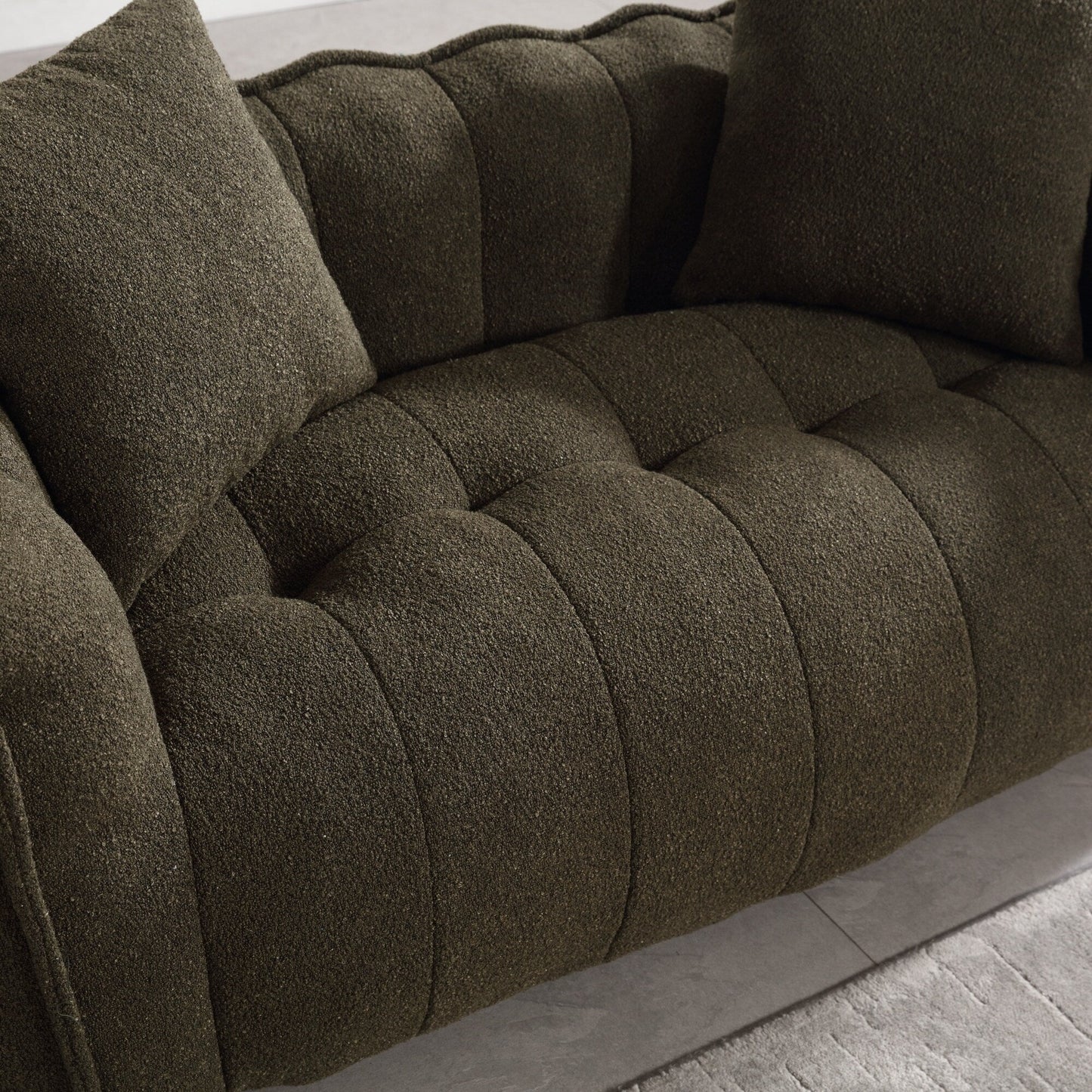 66 Chenille Square Beanbag Chair with High-Resilience Foam Core, Armrests and Handle