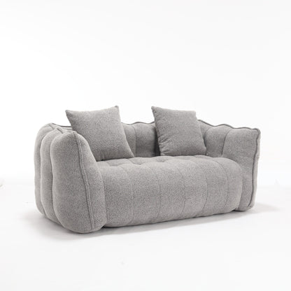 66 Chenille Square Beanbag Chair with High-Resilience Foam Core, Armrests and Handle