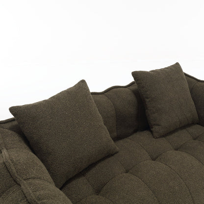 66 Chenille Square Beanbag Chair with High-Resilience Foam Core, Armrests and Handle