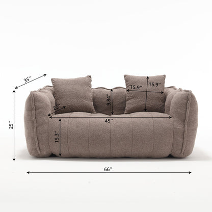 66 Chenille Square Beanbag Chair with High-Resilience Foam Core, Armrests and Handle