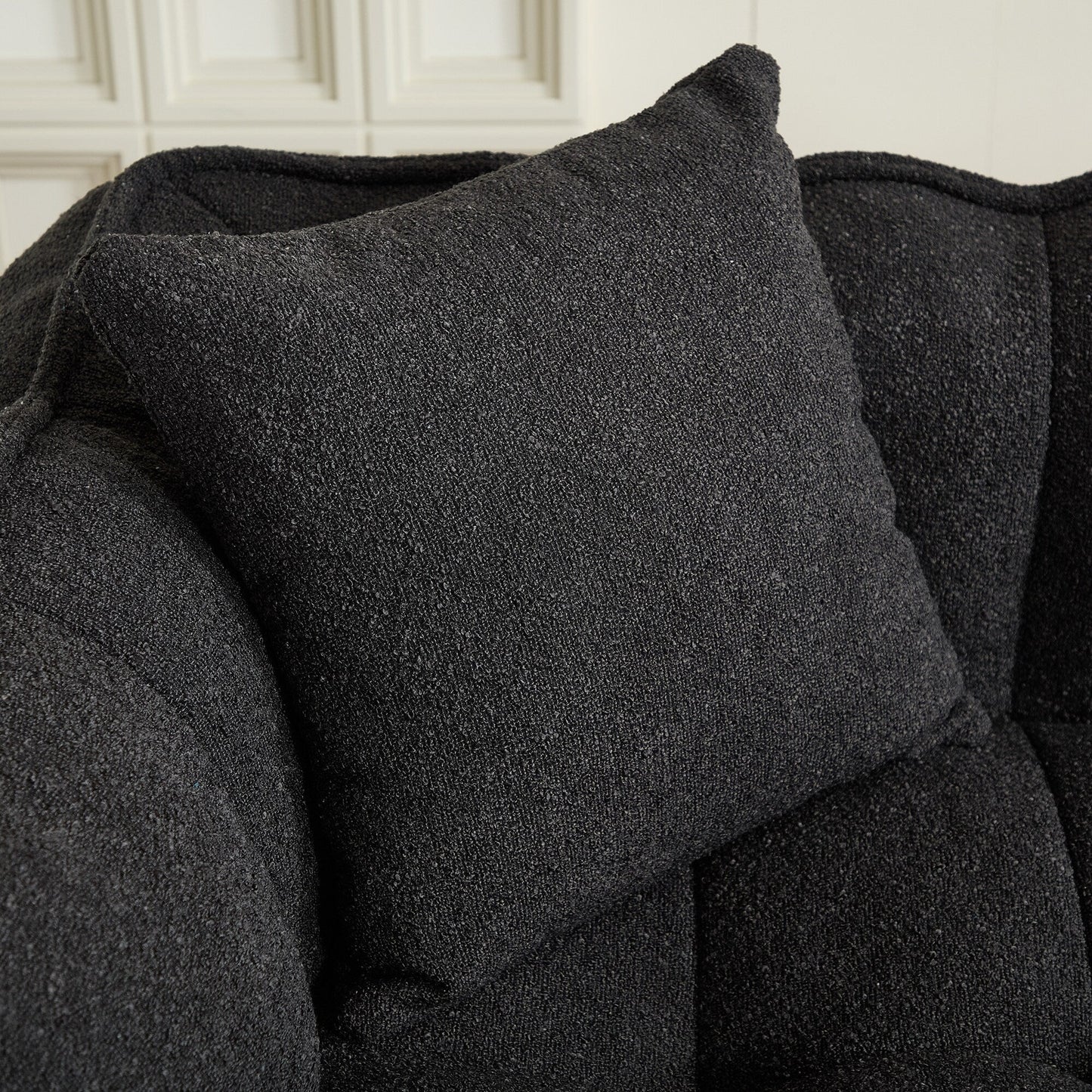 66 Chenille Square Beanbag Chair with High-Resilience Foam Core, Armrests and Handle
