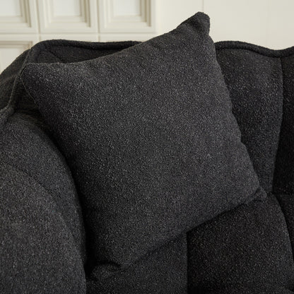 66 Chenille Square Beanbag Chair with High-Resilience Foam Core, Armrests and Handle