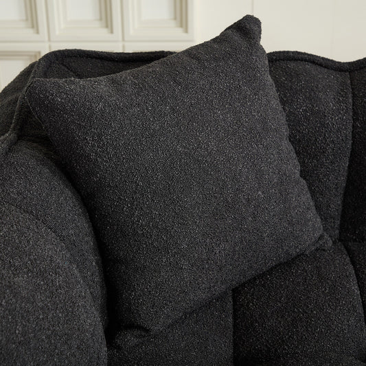 66 Chenille Square Beanbag Chair with High-Resilience Foam Core, Armrests and Handle