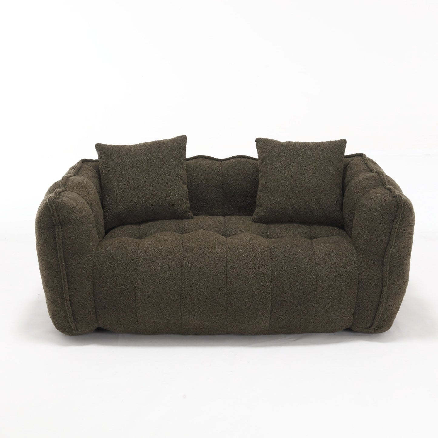 66 Chenille Square Beanbag Chair with High-Resilience Foam Core, Armrests and Handle