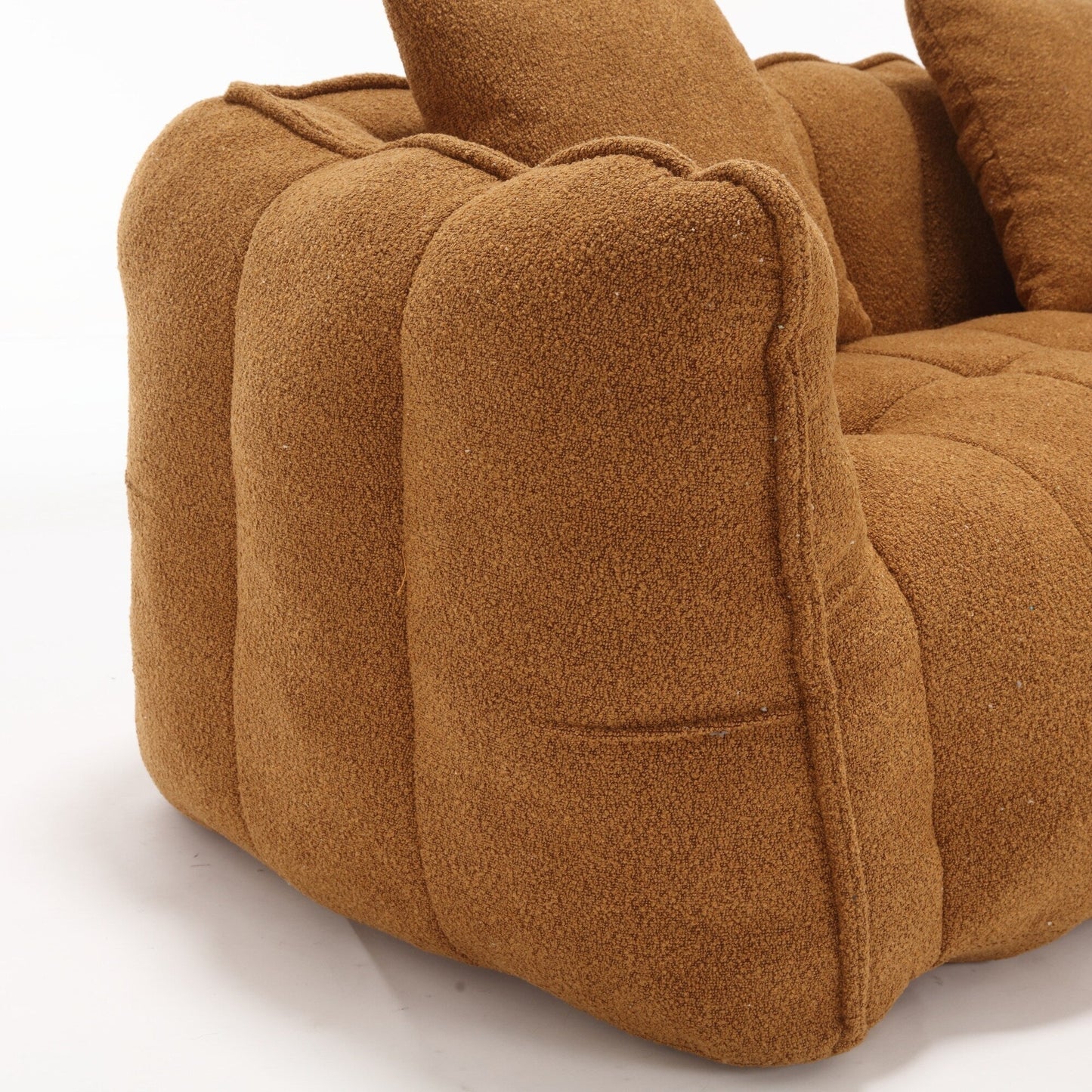 66 Chenille Square Beanbag Chair with High-Resilience Foam Core, Armrests and Handle