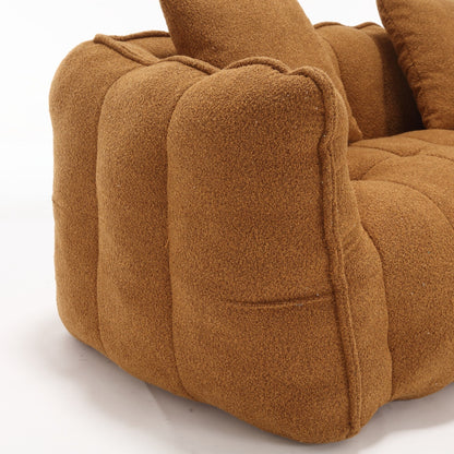 66 Chenille Square Beanbag Chair with High-Resilience Foam Core, Armrests and Handle
