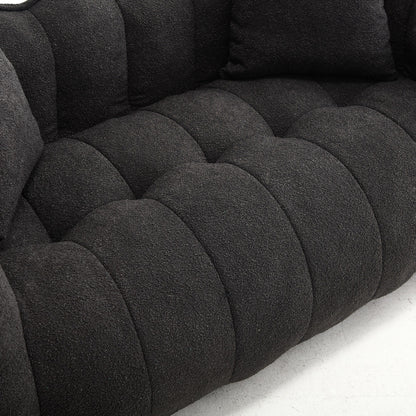 66 Chenille Square Beanbag Chair with High-Resilience Foam Core, Armrests and Handle