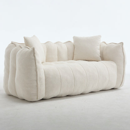 66 Chenille Square Beanbag Chair with High-Resilience Foam Core, Armrests and Handle