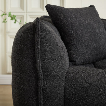 66 Chenille Square Beanbag Chair with High-Resilience Foam Core, Armrests and Handle