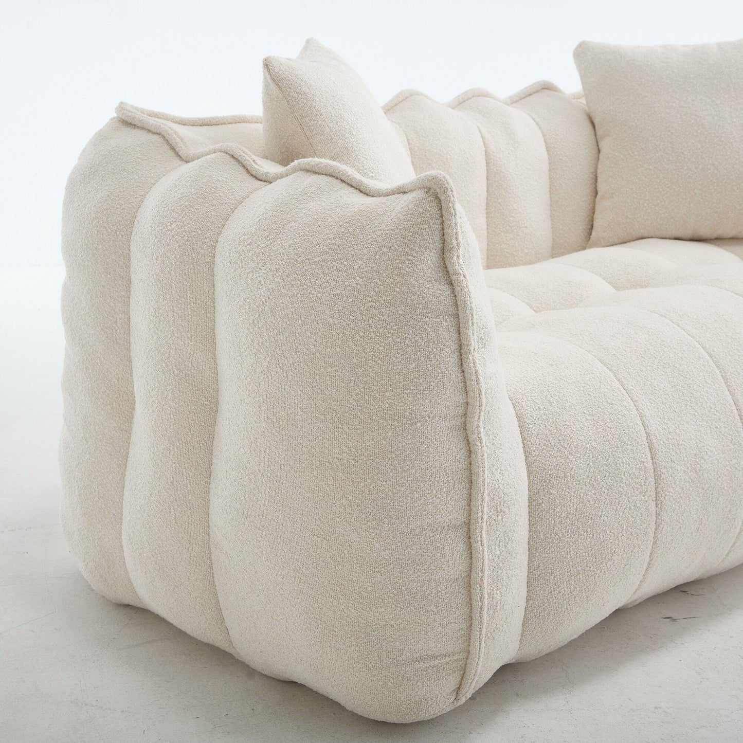 66 Chenille Square Beanbag Chair with High-Resilience Foam Core, Armrests and Handle
