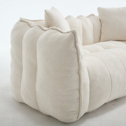 66 Chenille Square Beanbag Chair with High-Resilience Foam Core, Armrests and Handle