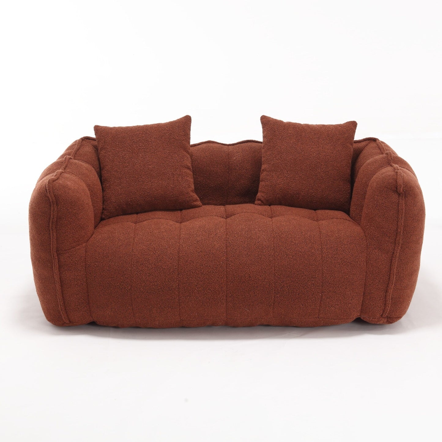 66 Chenille Square Beanbag Chair with High-Resilience Foam Core, Armrests and Handle