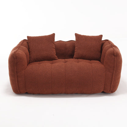 66 Chenille Square Beanbag Chair with High-Resilience Foam Core, Armrests and Handle