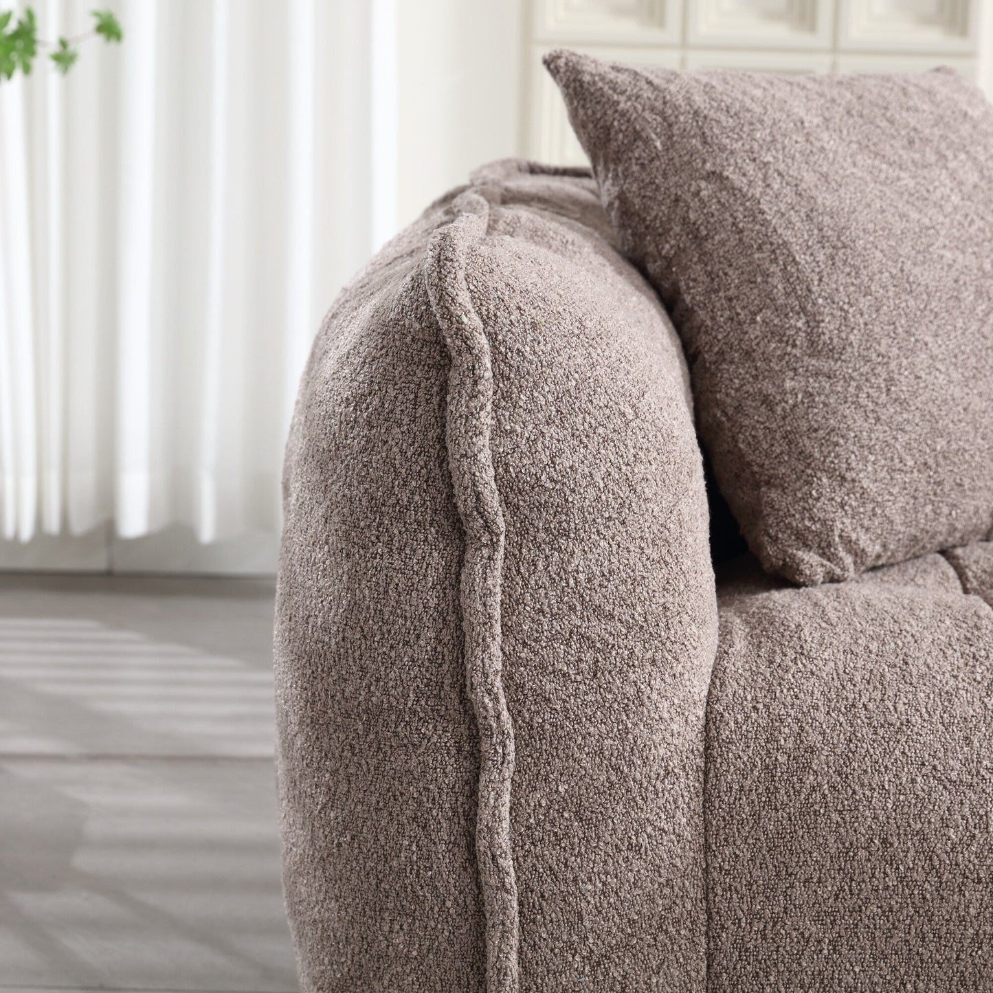66 Chenille Square Beanbag Chair with High-Resilience Foam Core, Armrests and Handle