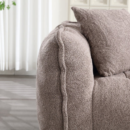 66 Chenille Square Beanbag Chair with High-Resilience Foam Core, Armrests and Handle