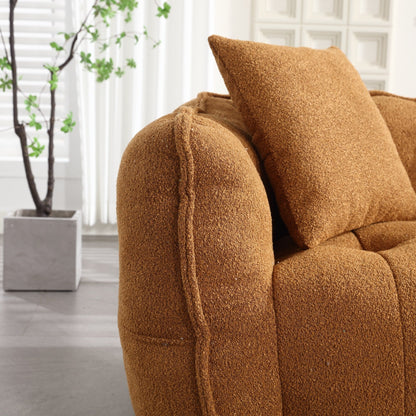 66 Chenille Square Beanbag Chair with High-Resilience Foam Core, Armrests and Handle