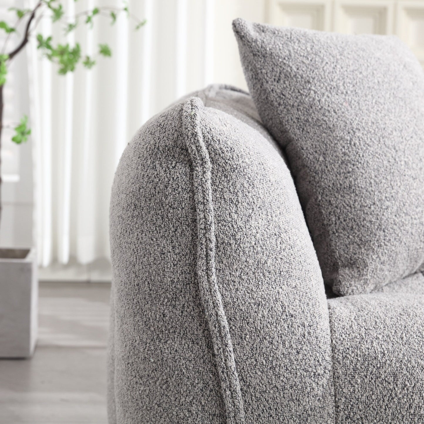 66 Chenille Square Beanbag Chair with High-Resilience Foam Core, Armrests and Handle