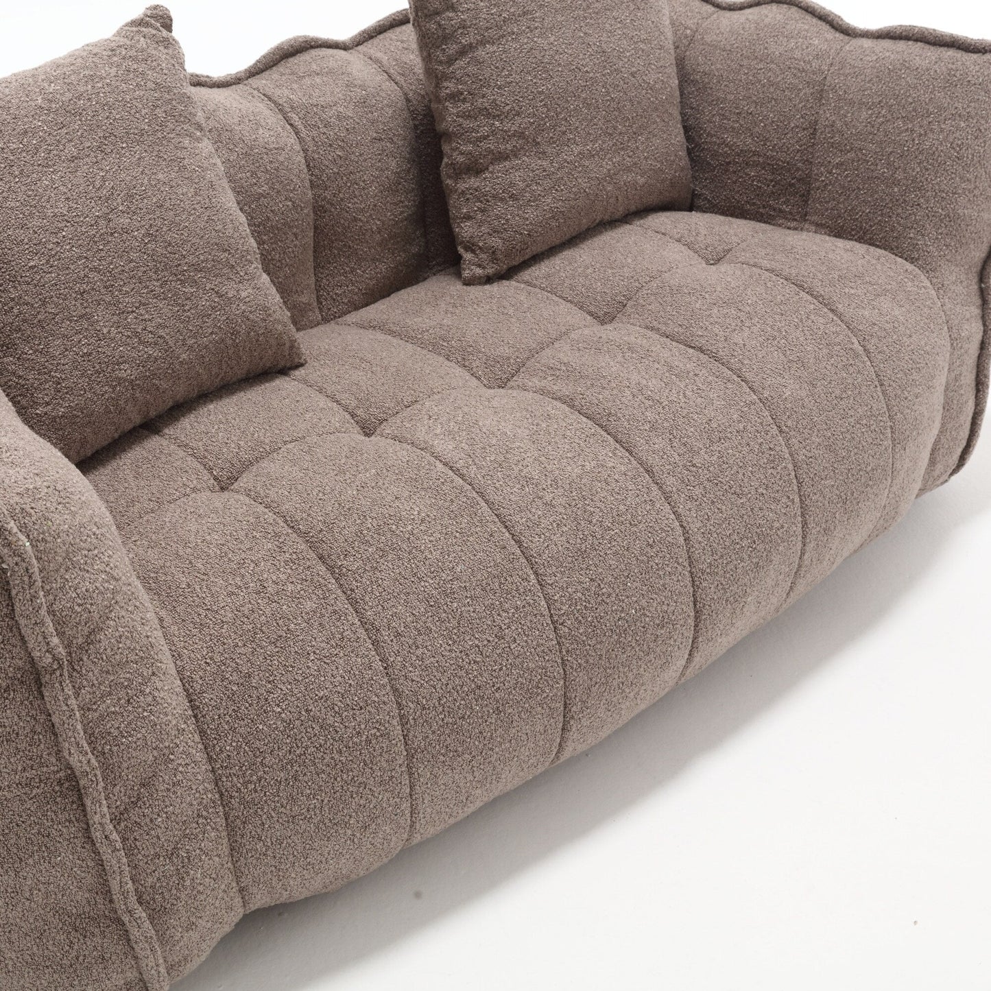 66 Chenille Square Beanbag Chair with High-Resilience Foam Core, Armrests and Handle