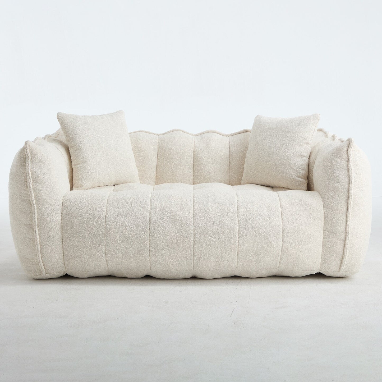 66 Chenille Square Beanbag Chair with High-Resilience Foam Core, Armrests and Handle