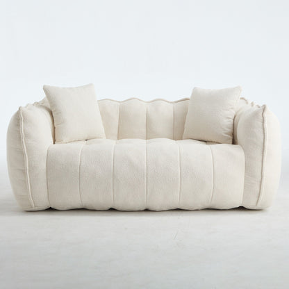 66 Chenille Square Beanbag Chair with High-Resilience Foam Core, Armrests and Handle