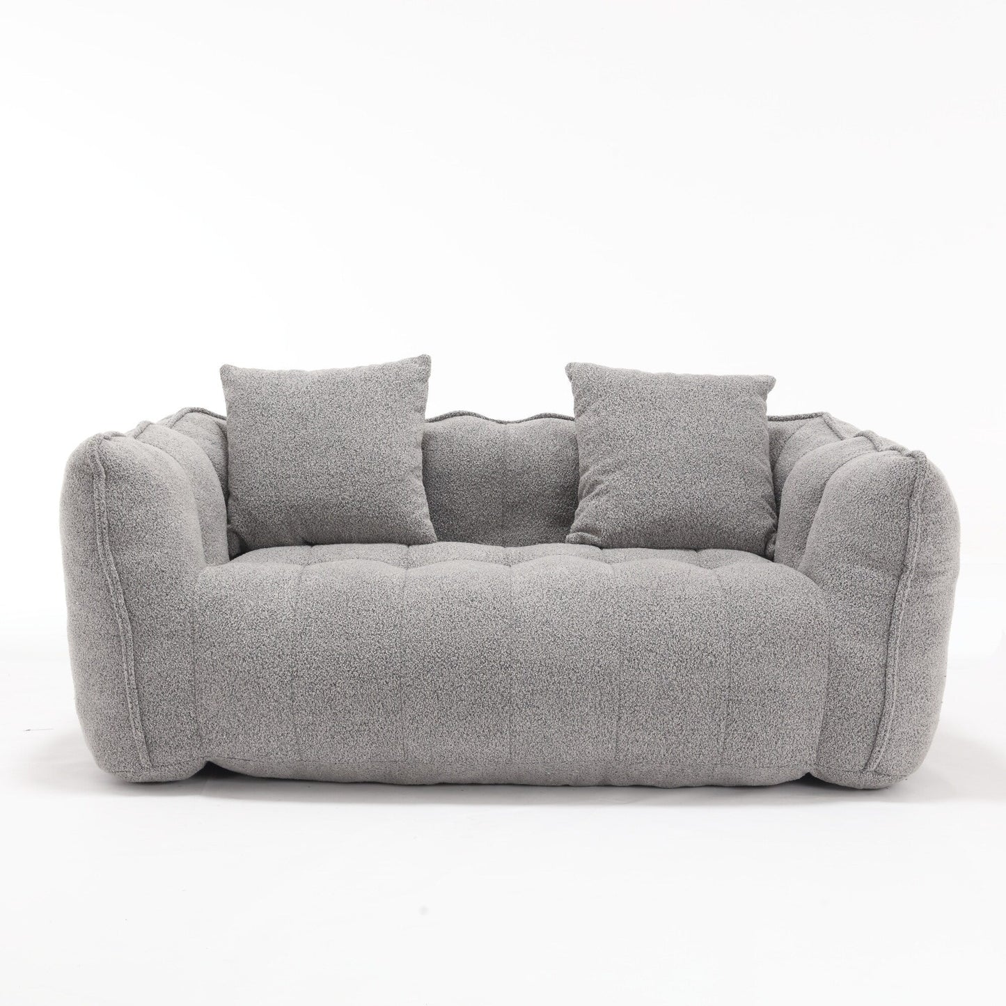 66 Chenille Square Beanbag Chair with High-Resilience Foam Core, Armrests and Handle